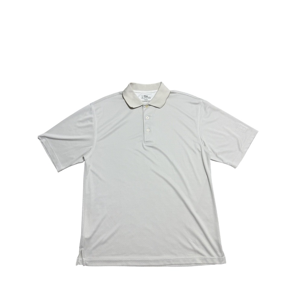 PGA TOUR Polo Shirt Mens Medium Light Gray Performance Golf Embroidered Logo